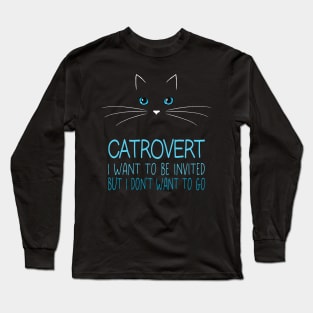 Catrovert Cat Lovers Kitty Face For Introverts Long Sleeve T-Shirt